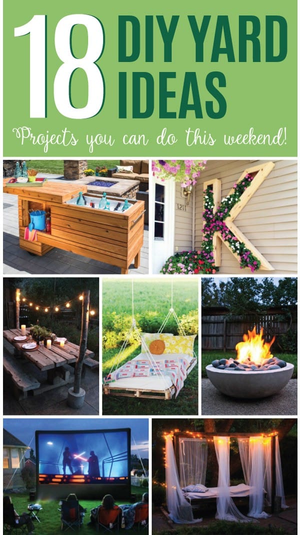 18 DIY Yard Ideas – Backyard projects you can do this weekend! If you’re looking for some ways to add a little fun, comfort and functionality to your backyard, check out these inspiring DIY yard ideas.
