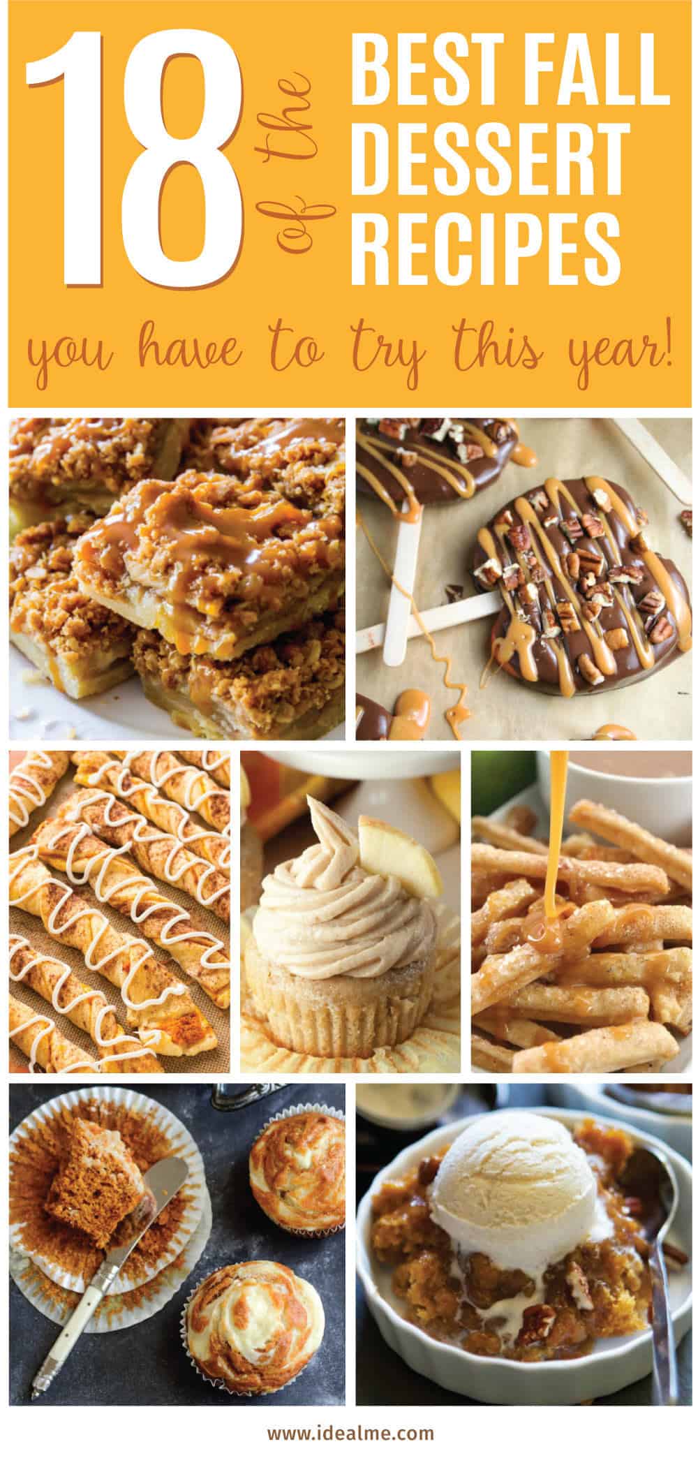 These Fall recipes are perfect for the holidays and for any time you want to bring the delicious smells of apple, cinnamon, and pumpkin into your home. You're guaranteed to find a fall flavor you love with these 18 delicious fall dessert recipes.