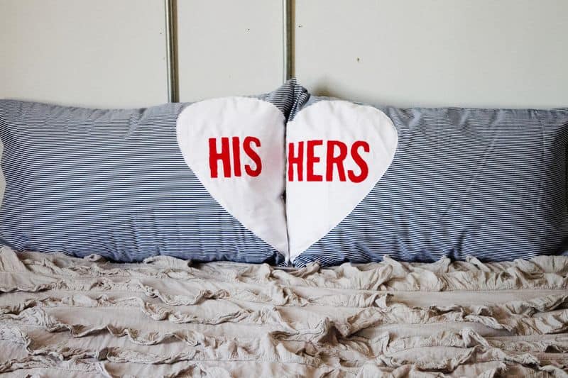His and Hers Pillows - Are you struggling to figure out what to get your favorite newlyweds? Don't stress! We've got the perfect thoughtful DIY wedding gifts that every couple will love. 