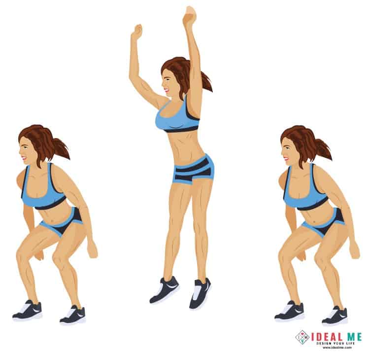 Side-to-side jump squats - Check out this awesome 10 minute Rosie the Ripper giant set 100-calorie workout. Giant sets are great for people looking to burn extra body fat in a short amount of time.