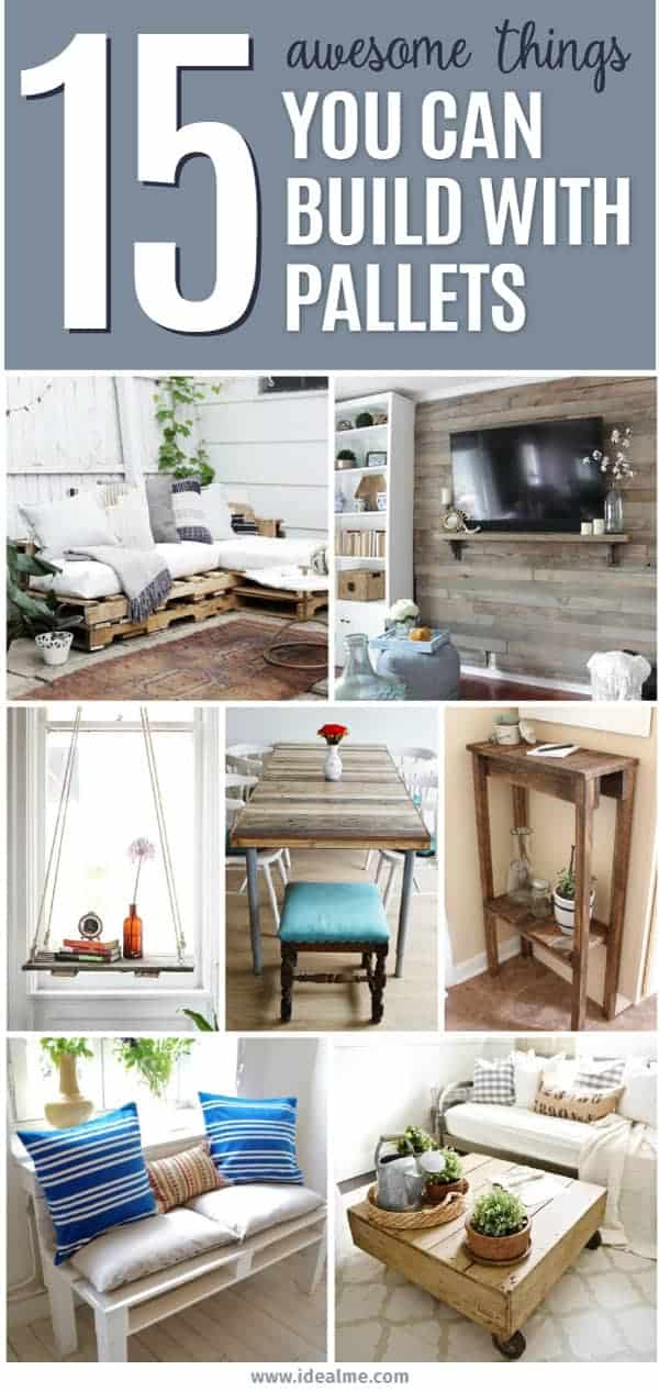 These simple DIY pallet projects are no-frills and downright beautiful and easily customizable. From shelves to coffee tables, and headboards to desks, we've got you covered. Here are 15 awesome things you can build with pallets today. 