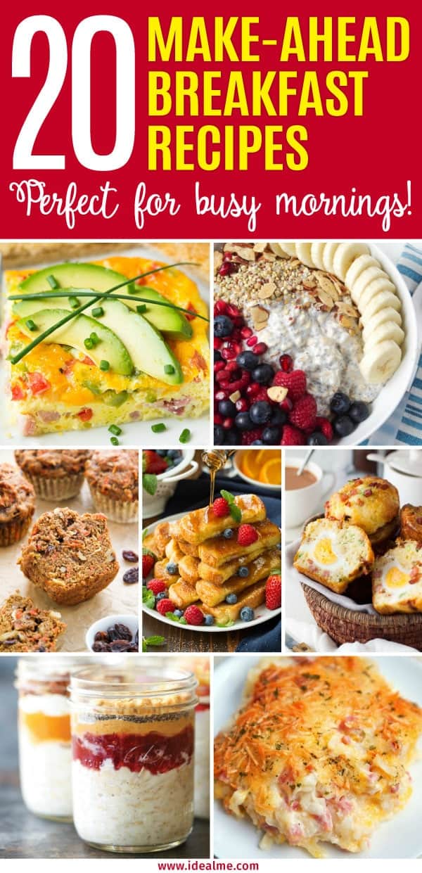 Make your mornings a breeze with these 20 make-ahead breakfast recipe perfect for busy mornings. These recipes will make you want to get out of bed.
