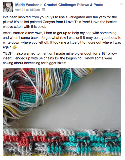 crochet basket weave in variegated yarn