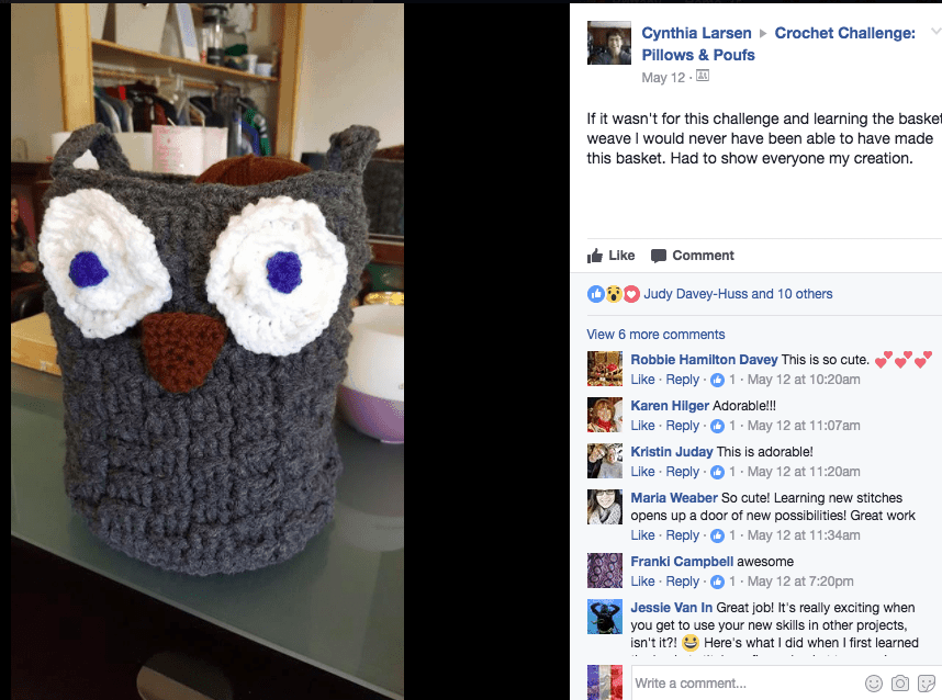 crochet basketweave owl basket