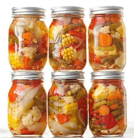 Garlicky Pickled Mixed Veggies - recipe canning vegetables