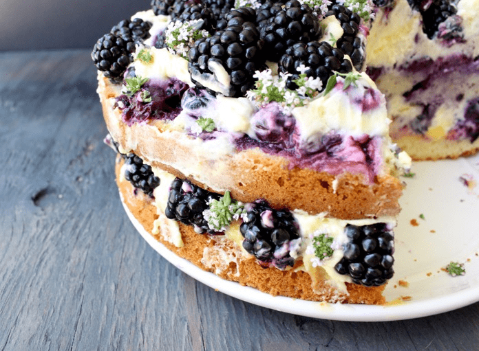 Lemon Olive Oil Gluten Free Cake with Berries and Mascarpone