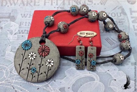 clay polymer beaded necklace pendant earrings jewelry
