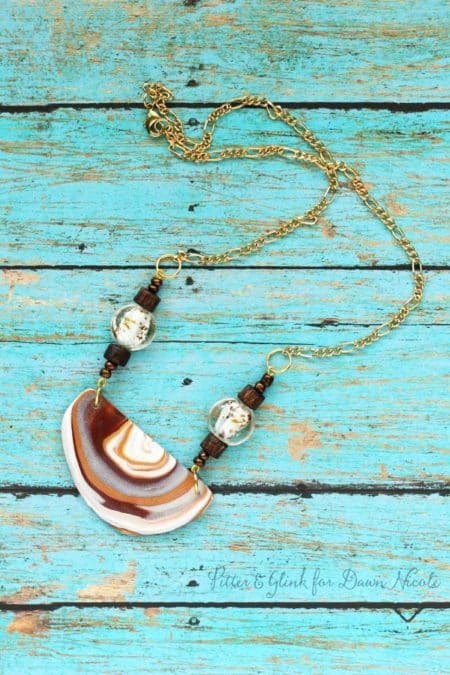 clay polymer faux agate necklace Jewelry