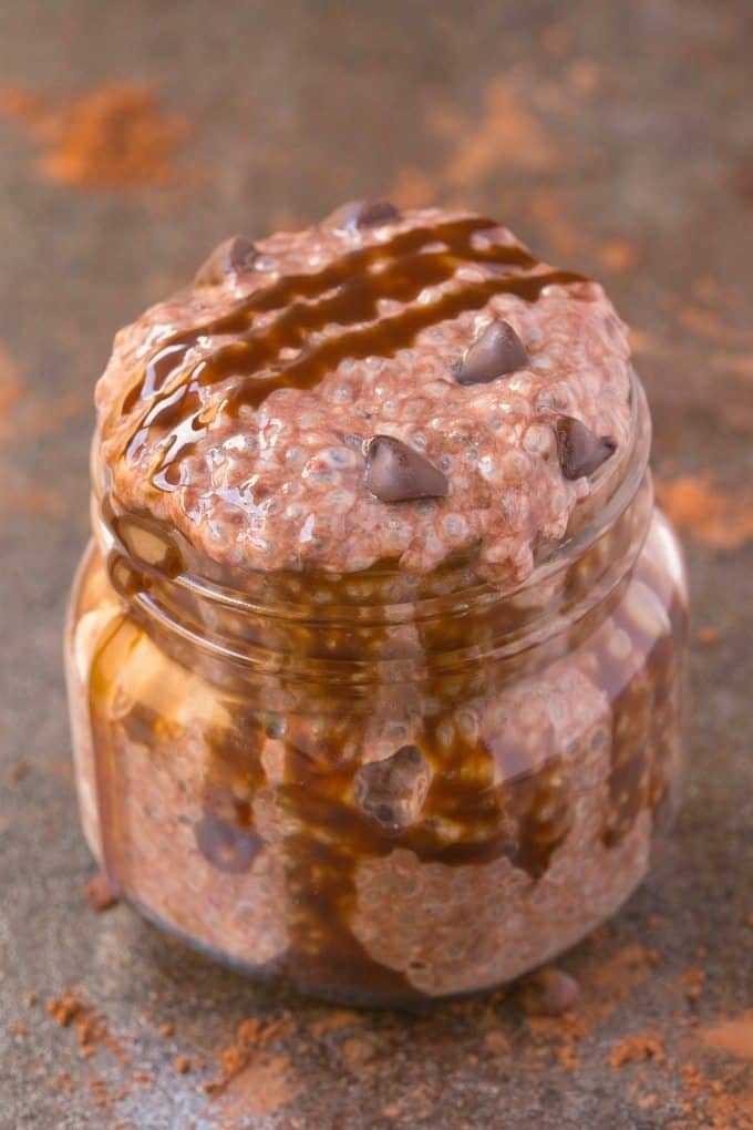 healthy brownie batter chia seed pudding - whole 30 snacks