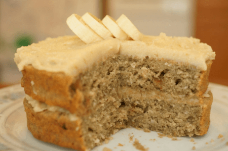 Banana Coconut Gluten Free Cake with Agave Frosting