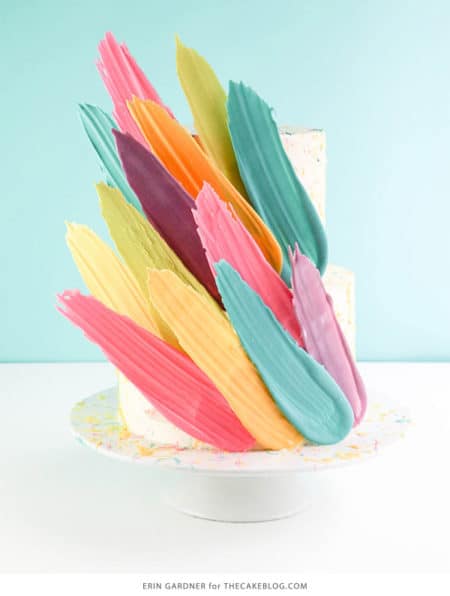 Feather Brushstroke Cake - birthday cake decorating ideas