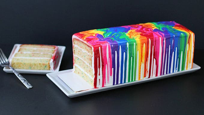 Melted Rainbow Cake - birthday cake decorating ideas