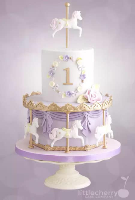 pastel carousel cake - kids birthday cake ideas