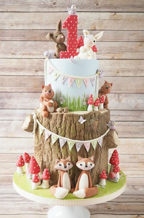 woodland tree stump birthday cake - kids birthday cake ideas