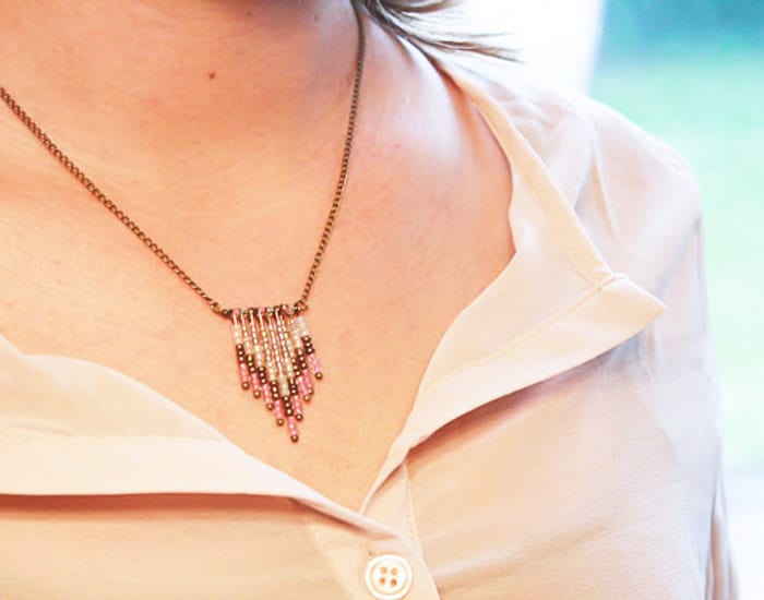 Chevron Beads Chain Necklace - beginner jewelry projects