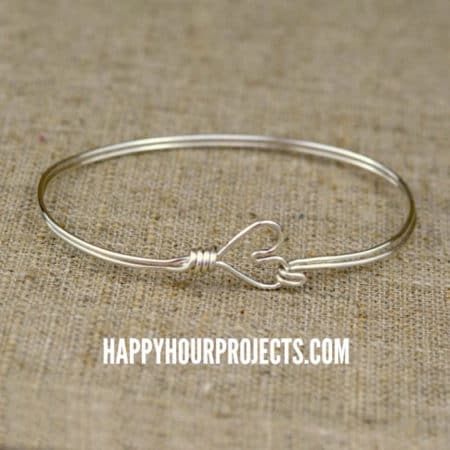 Heart Clasp Wire Wrapped Bangle - beginner jewelry projects