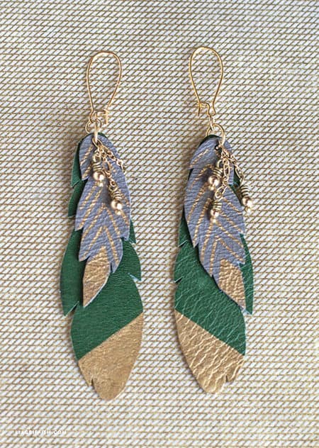 Leather Feather Earrings - beginner jewelry projects