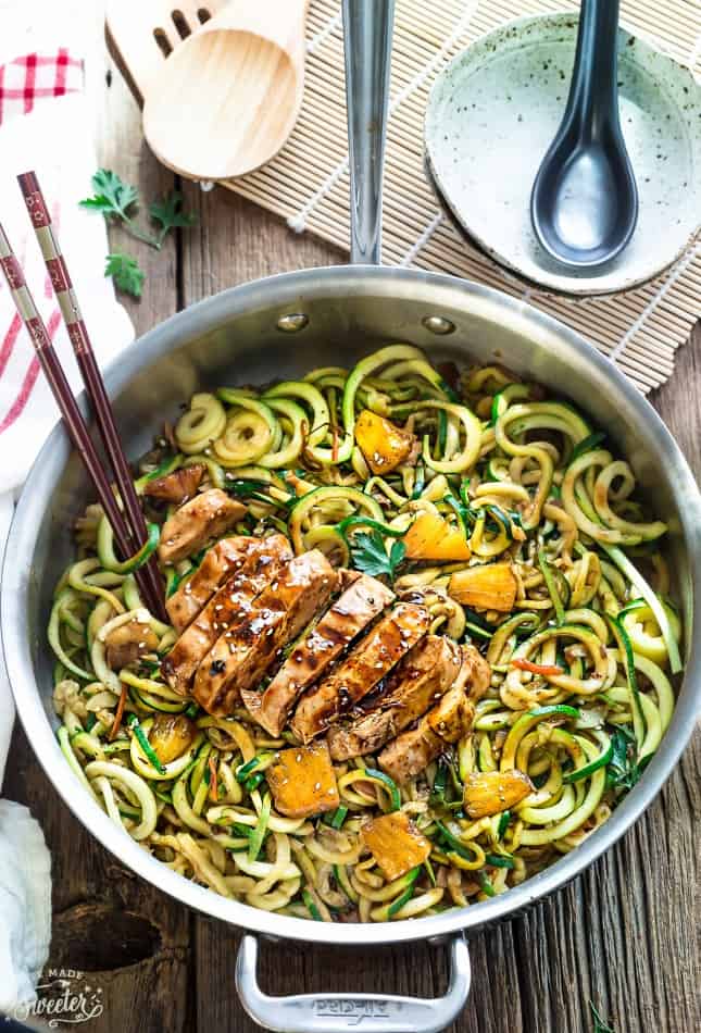 One Pan Teriyaki Chicken Zoodles {Zucchini Noodles} - gluten free meals