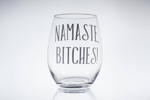 yoga wine glass - yoga gifts