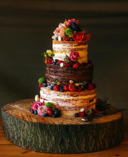 Berries and Flowers Naked Wedding Cake - wedding cake decorating ideas