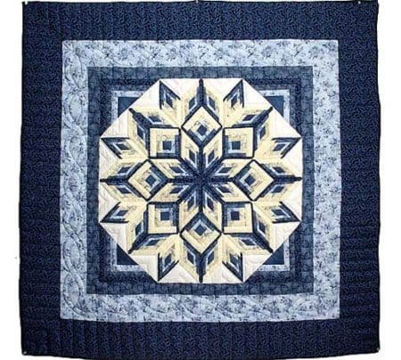 Blue and Yellow Diamond Log Cabin Throw - country quilts