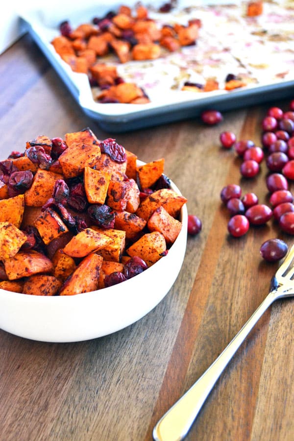 Cinnamon Roasted Sweet Potatoes & Cranberries - gluten-free desserts