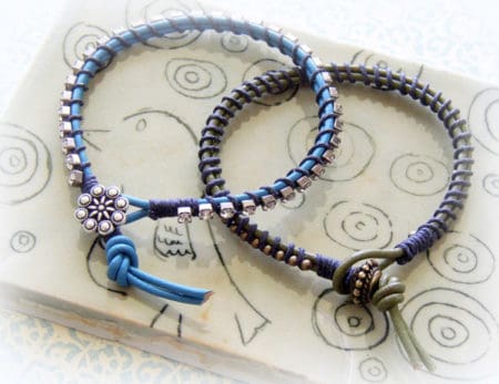 Lashed Rhinestone and Leather Bracelet - jewelry ideas
