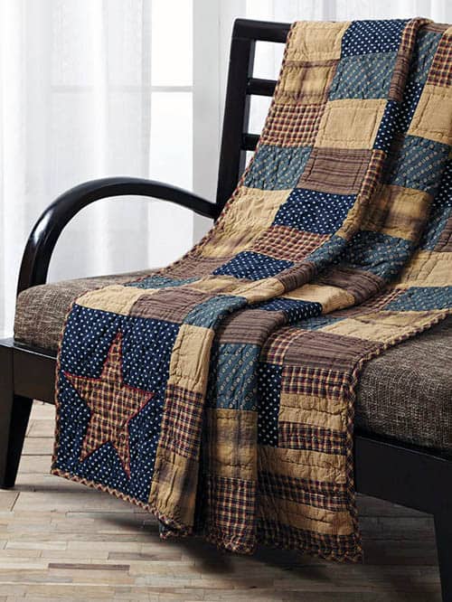 Patriotic Patch Quilted Throw - country quilts