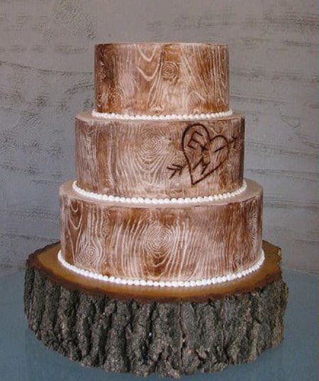 Rustic Wood Wedding Cake - wedding cake decorating ideas