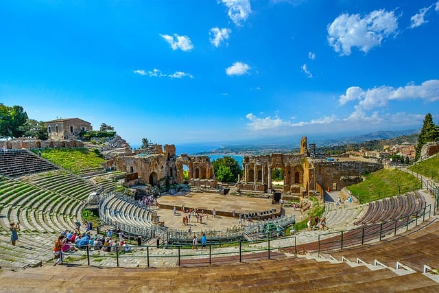 Theatre Sicily Italy Taormina Theater Greek Ruins