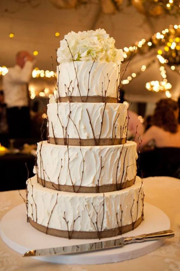 Twigs & Burlap Rustic Wedding Cake - wedding cake decorating ideas