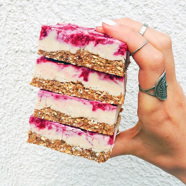 Vegan Raspberry Cheesecake Bars - gluten-free desserts