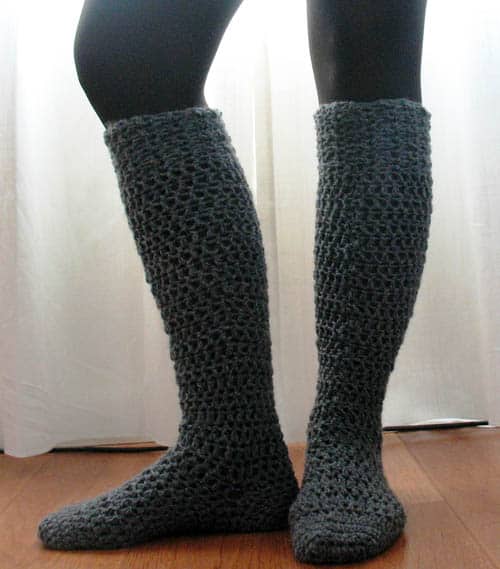 Chunky Knee-High Crochet Sock