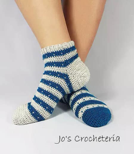 Hearts & Stripes Crochet Socks