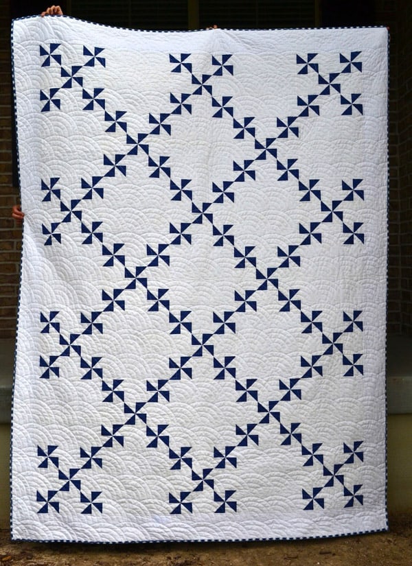 Navy and White Pinwheel Quilt - pinwheel quilt patterns