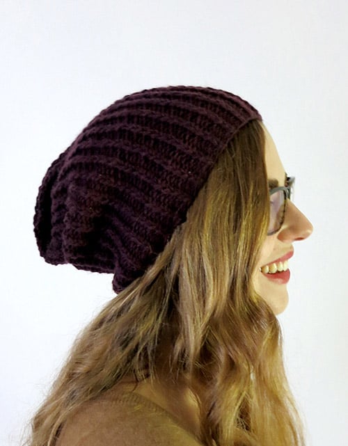 Simple Slouchy Hat - hat knitting patterns