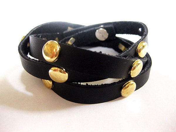 Studded Leather Wrap Bracelet - easy DIY bracelets