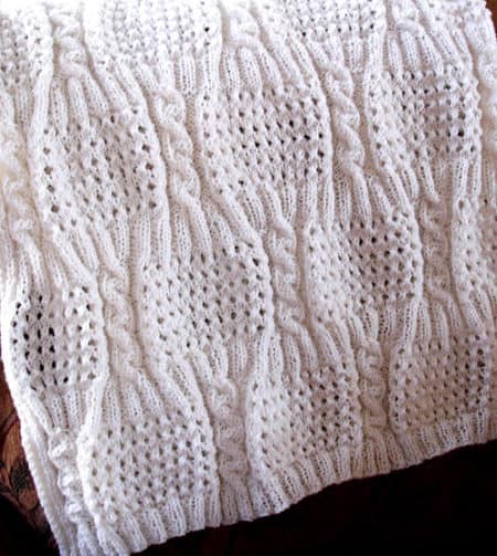 Cabled Eyelet - free baby blanket knitting patterns