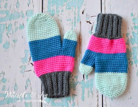 Color Block - crochet mittens