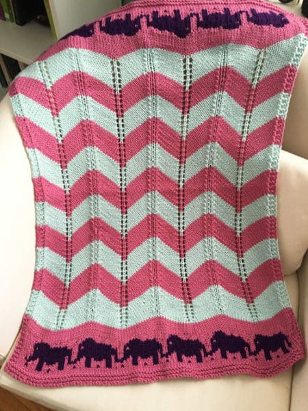 Marching Elephants - free baby blanket knitting patterns