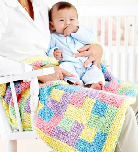 Rainbow Quilt - free baby blanket knitting patterns