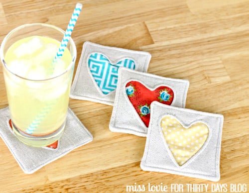 Simple Fabric Heart Coasters - simple sewing projects