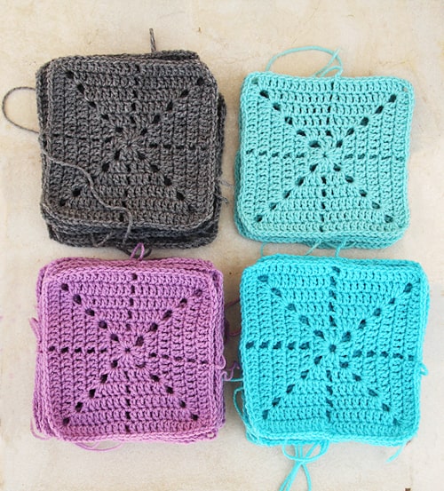 Simple Filet Starburst Square - easy crochet squares
