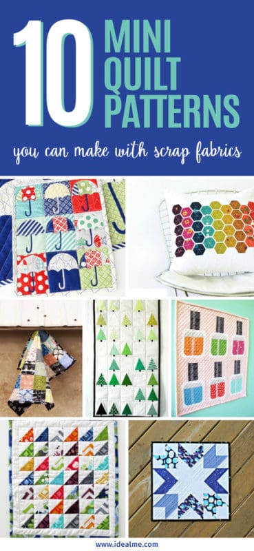 Here are some of the cutest mini quilt patterns you can easily make with your scraps. #miniquilts #quilting #quiltingpatterns #miniquiltingpatterns