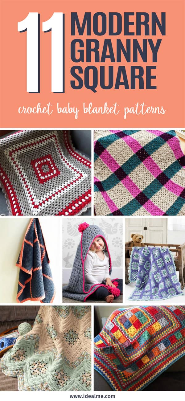 Here we’ve gathered crochet baby blanket patterns that makes use of grannies in a modern way. #crochet #crochetbabyblanket #grannysquare #crochetgrannysquare