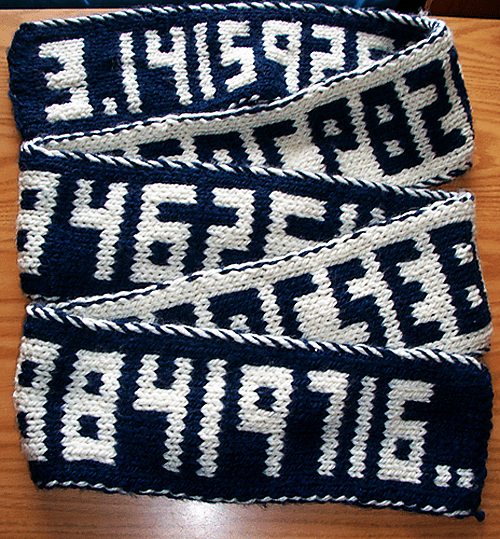 Pi Digits Scarf - double knitting projects