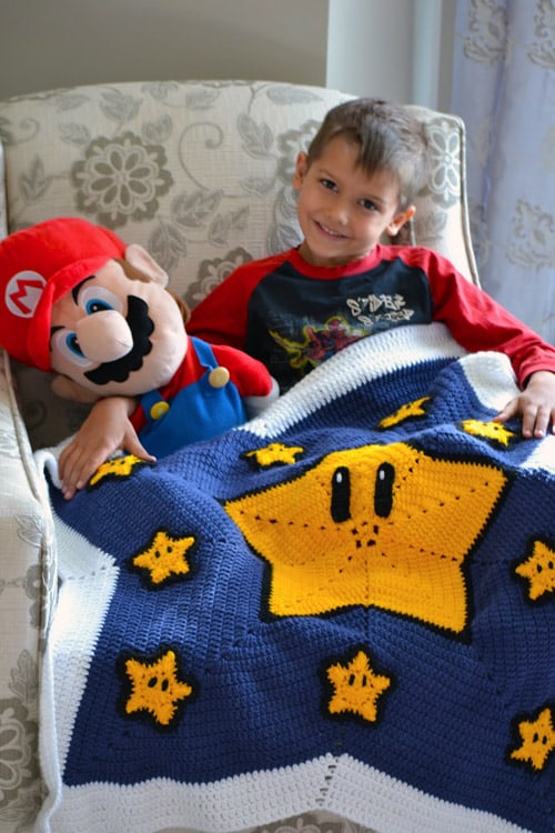 Mario Star - free crochet blanket patterns