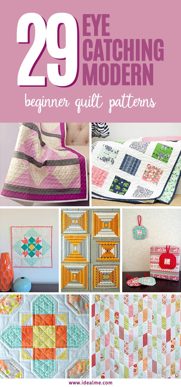 Check out these eye-catching modern #beginnerquiltpatterns, something easy that you can do to practice! #quilting #quiltpatterns #modernquilts