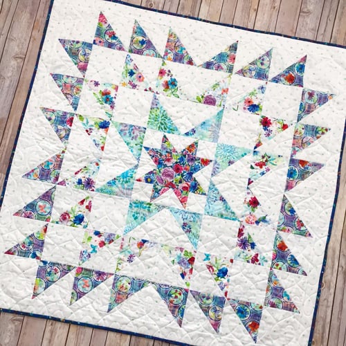 Blue Carolina Starburst Quilt - beginner quilt patterns