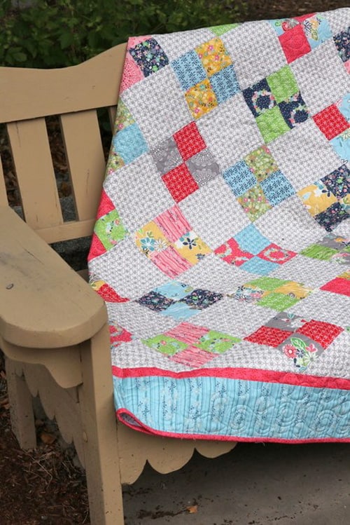 Farmhouse Four Patch - beginner quilt patterns